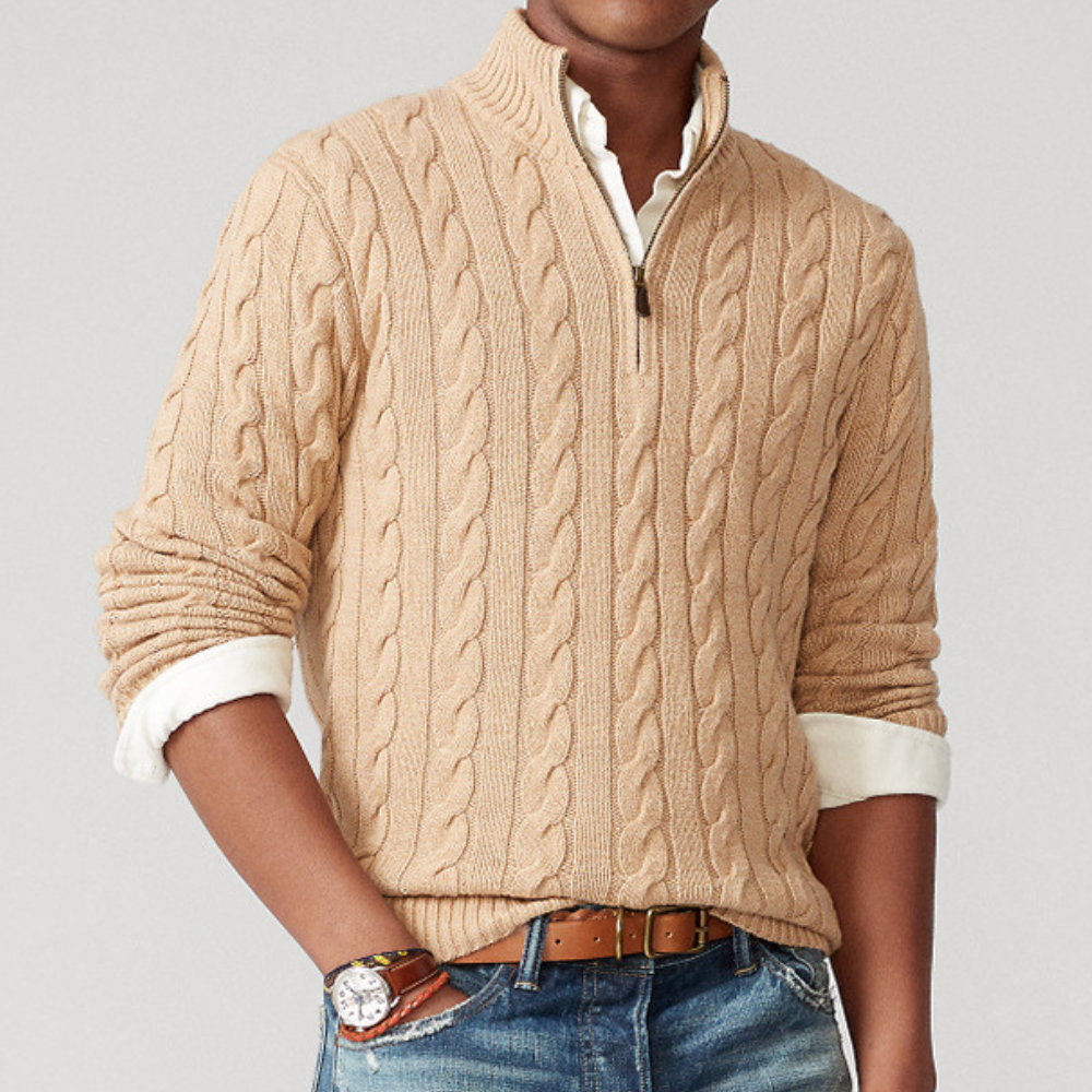 Hiram | Men's Half-Zip Cable Knit Sweater