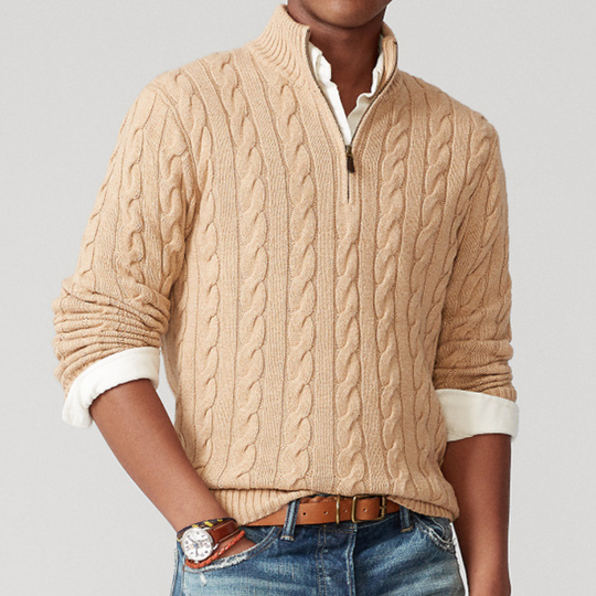 Hiram | Men's Half-Zip Cable Knit Sweater