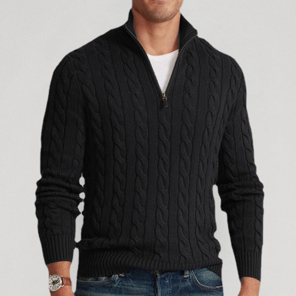 Hiram | Men's Half-Zip Cable Knit Sweater