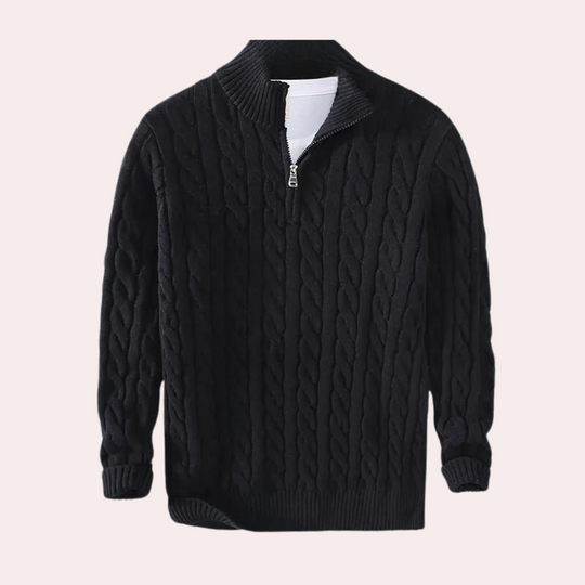 Hiram | Men's Half-Zip Cable Knit Sweater