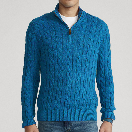 Hiram | Men's Half-Zip Cable Knit Sweater