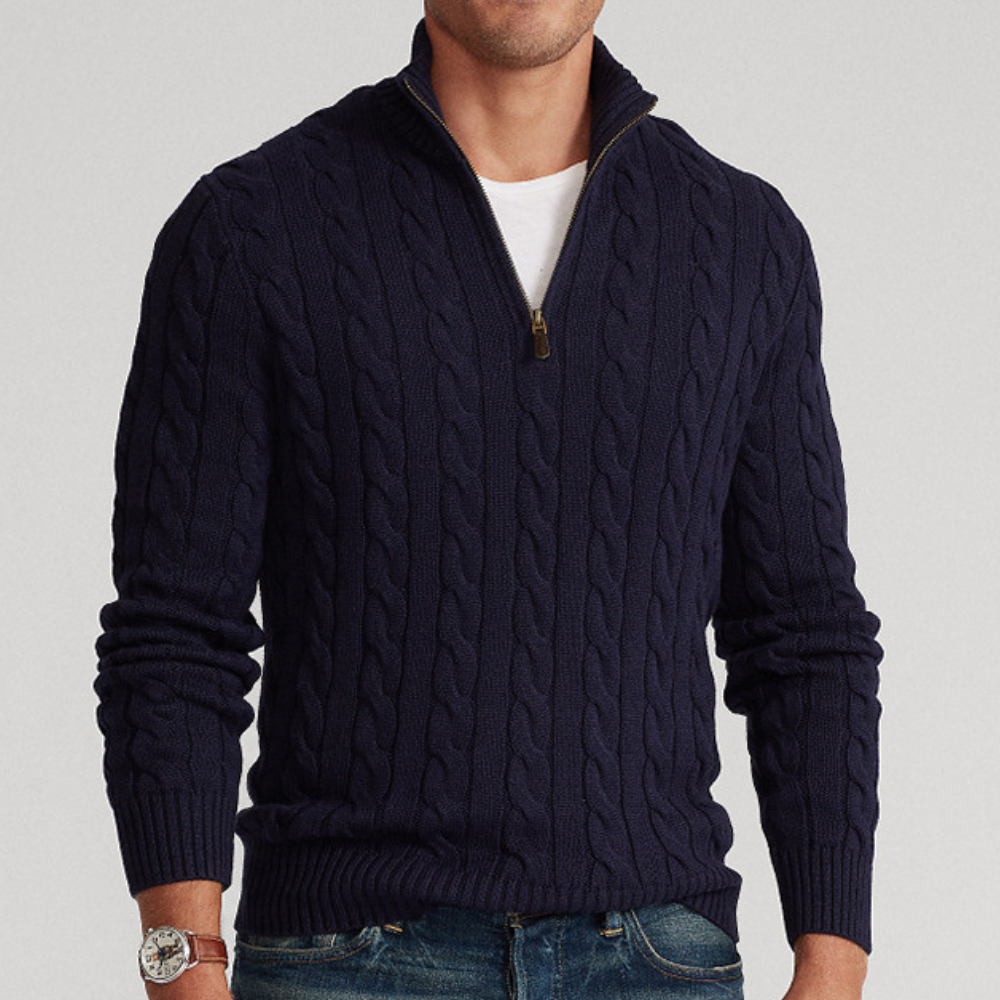 Hiram | Men's Half-Zip Cable Knit Sweater