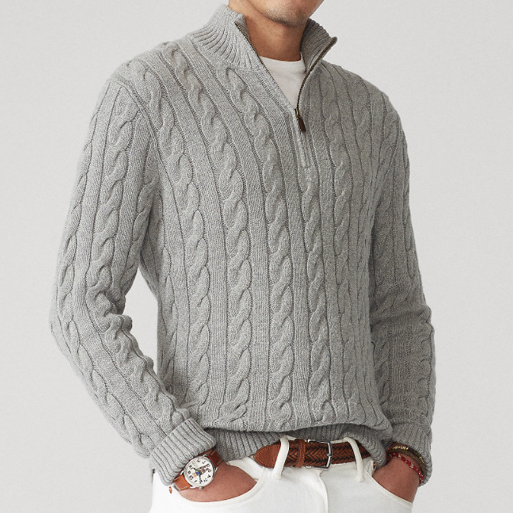 Hiram | Men's Half-Zip Cable Knit Sweater