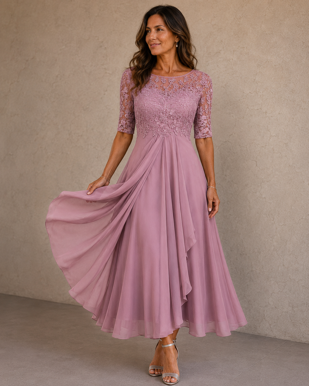 Abella™ | Lace & Chiffon Dress