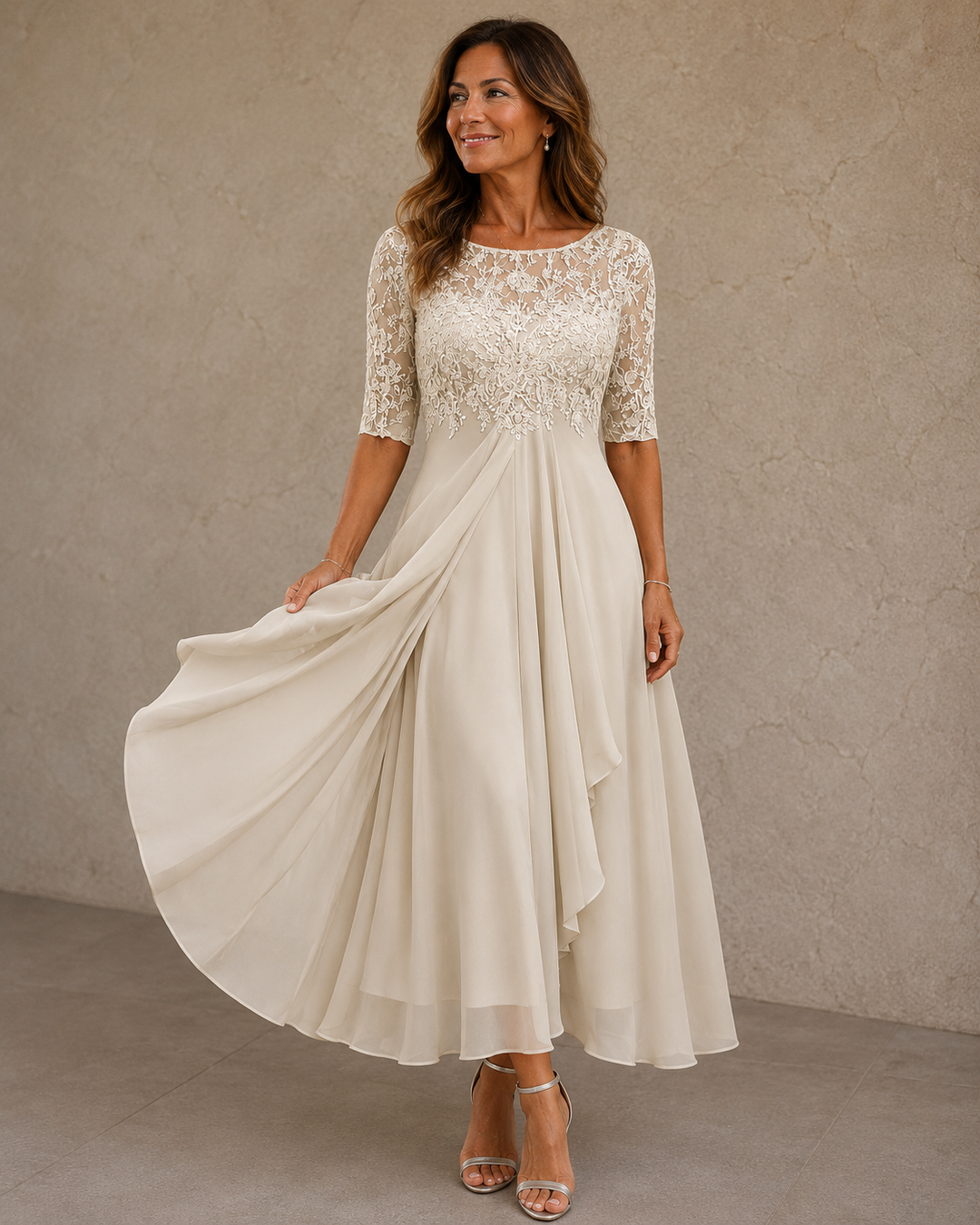 Abella™ | Lace & Chiffon Dress