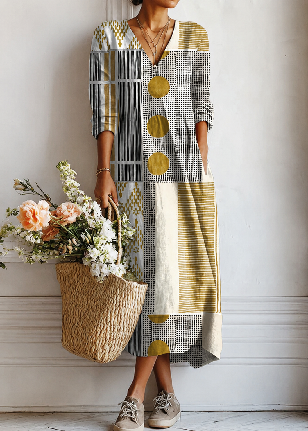 Mathilde | Chic Long Patchwork Dress