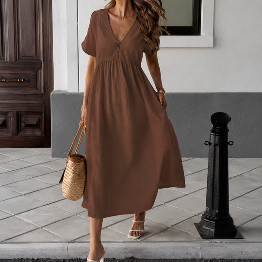 Louise | Long Flowing Dress with Knot V-Neck