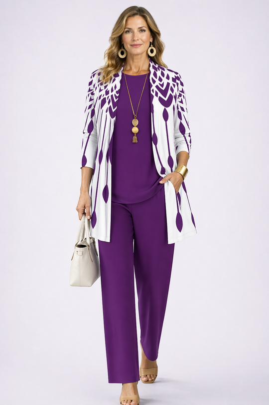 Émilie | 3-Piece Set in Purple and White