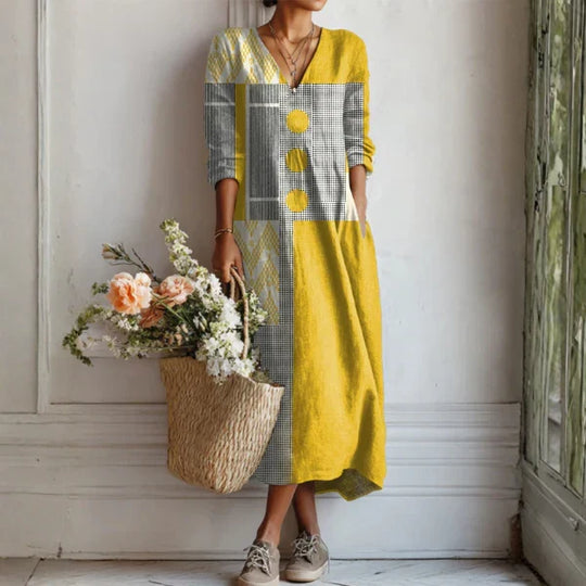 Rosalie | Long button-up dress with colorful patterns