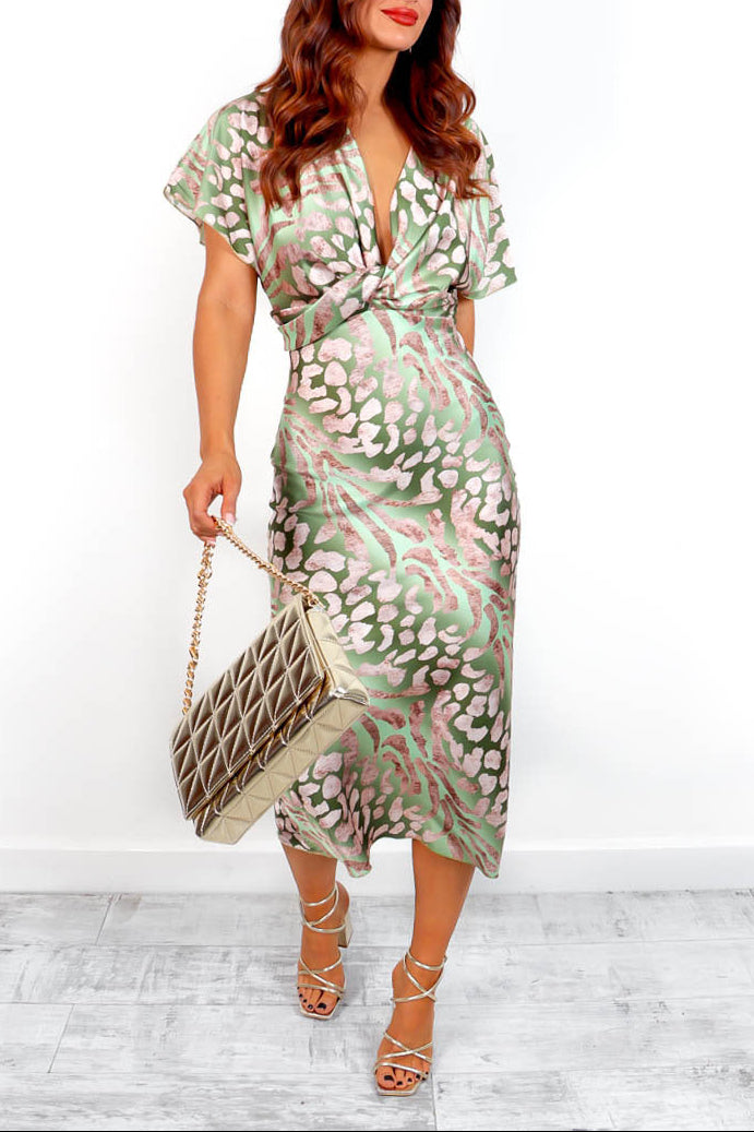 Elina | Satin Midi Dress with Sculpting Waist