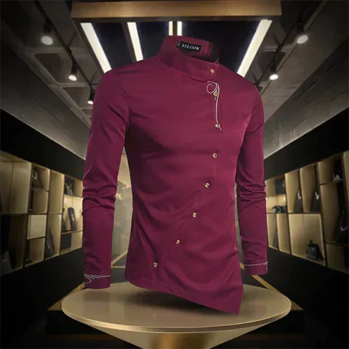 Marvin | Retro High Collar Long Sleeve Shirt for Men