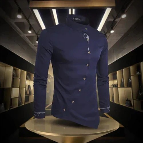 Marvin | Retro High Collar Long Sleeve Shirt for Men