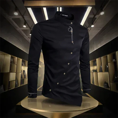 Marvin | Retro High Collar Long Sleeve Shirt for Men