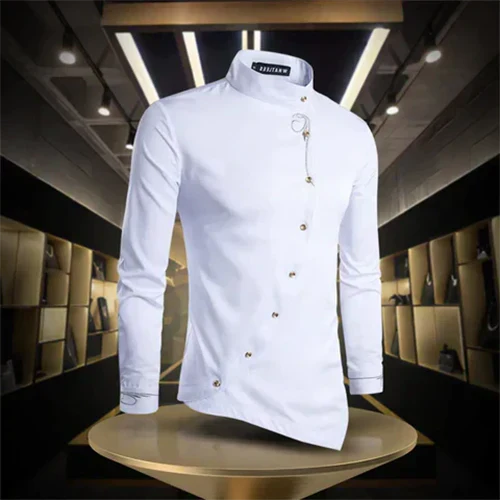 Marvin | Retro High Collar Long Sleeve Shirt for Men