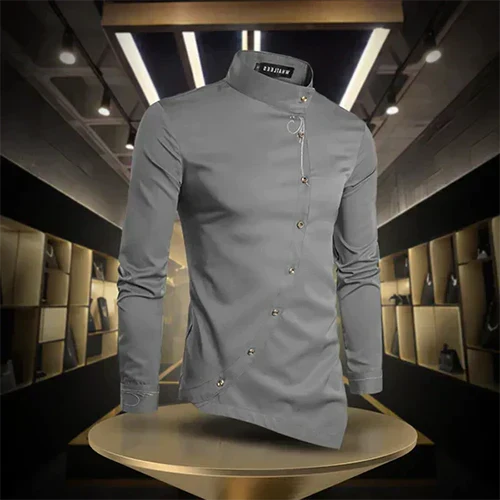 Marvin | Retro High Collar Long Sleeve Shirt for Men