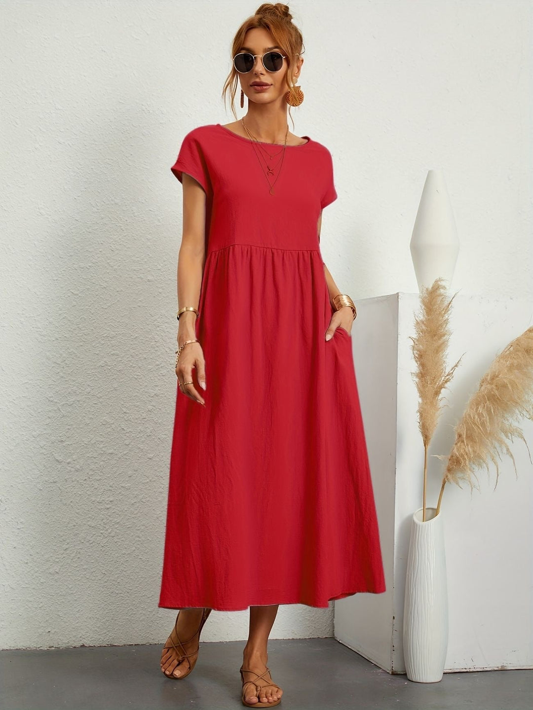 Clara | Fluid Midi Dress with Pockets