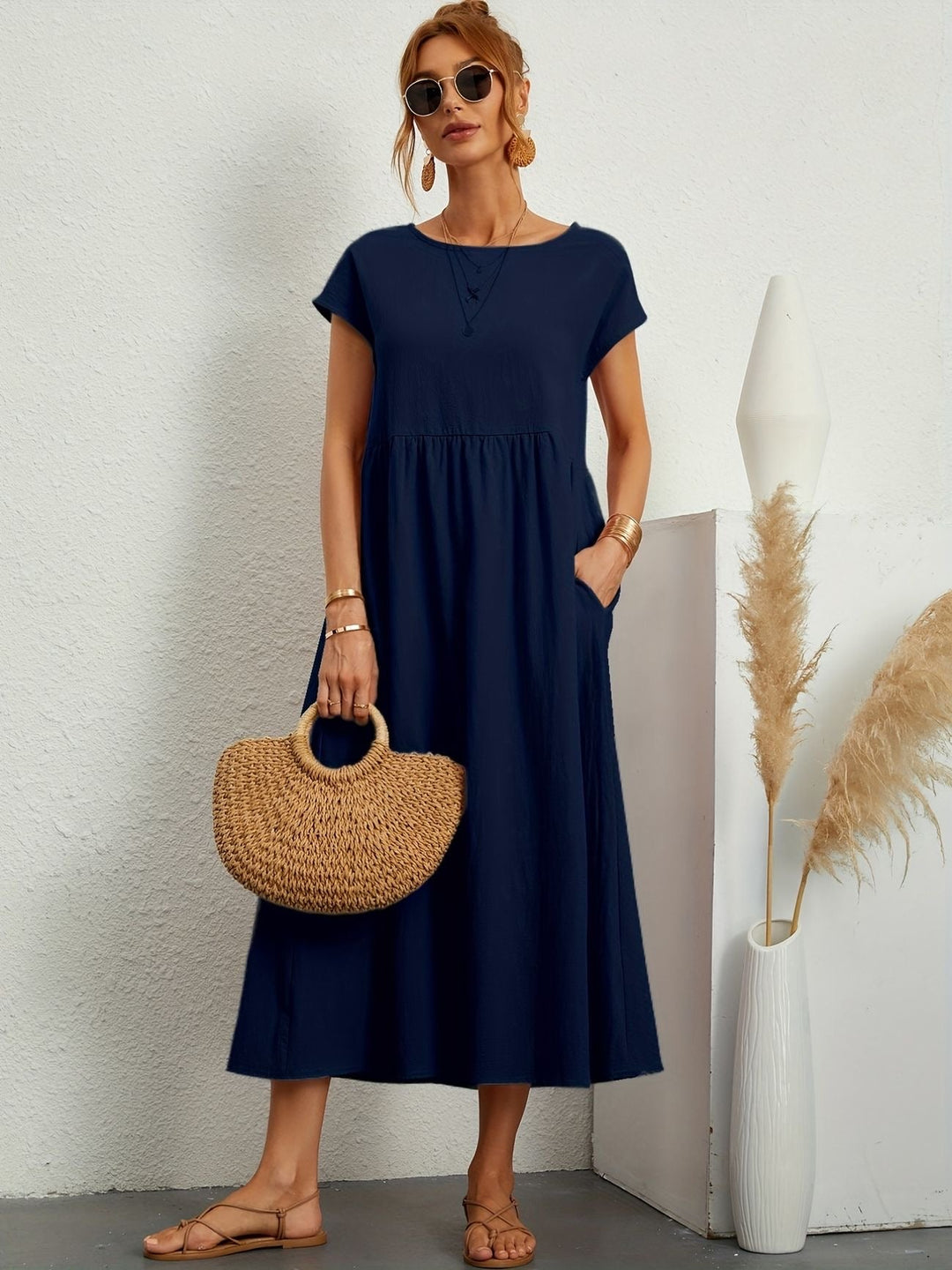 Clara | Fluid Midi Dress with Pockets