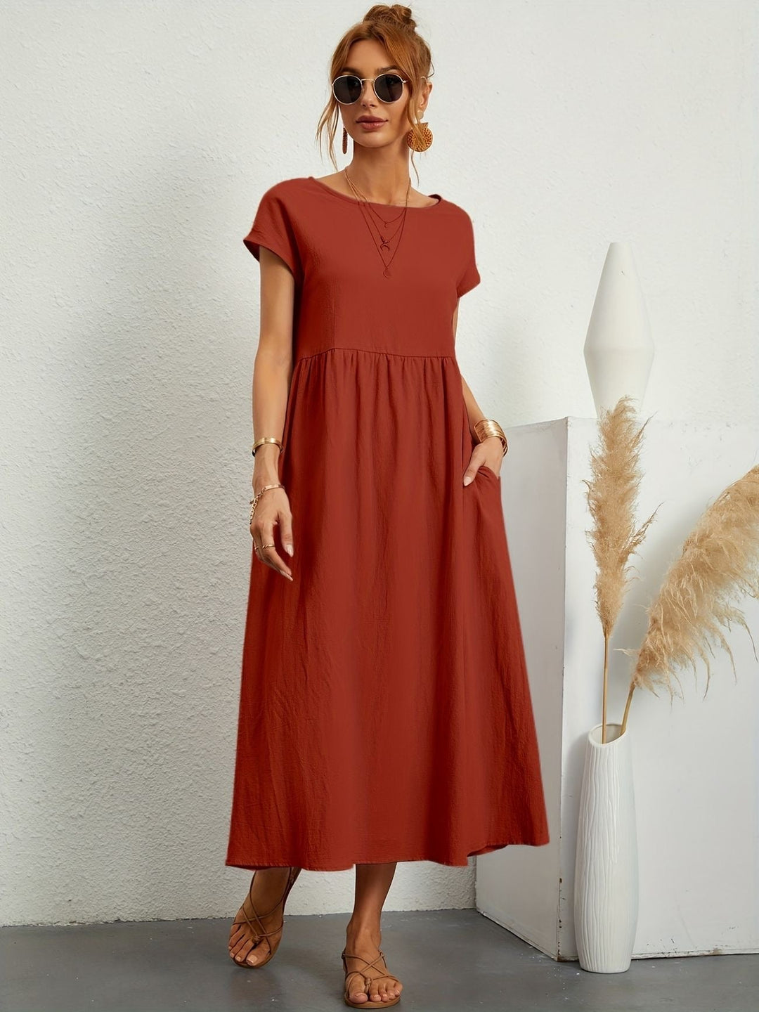 Clara | Fluid Midi Dress with Pockets