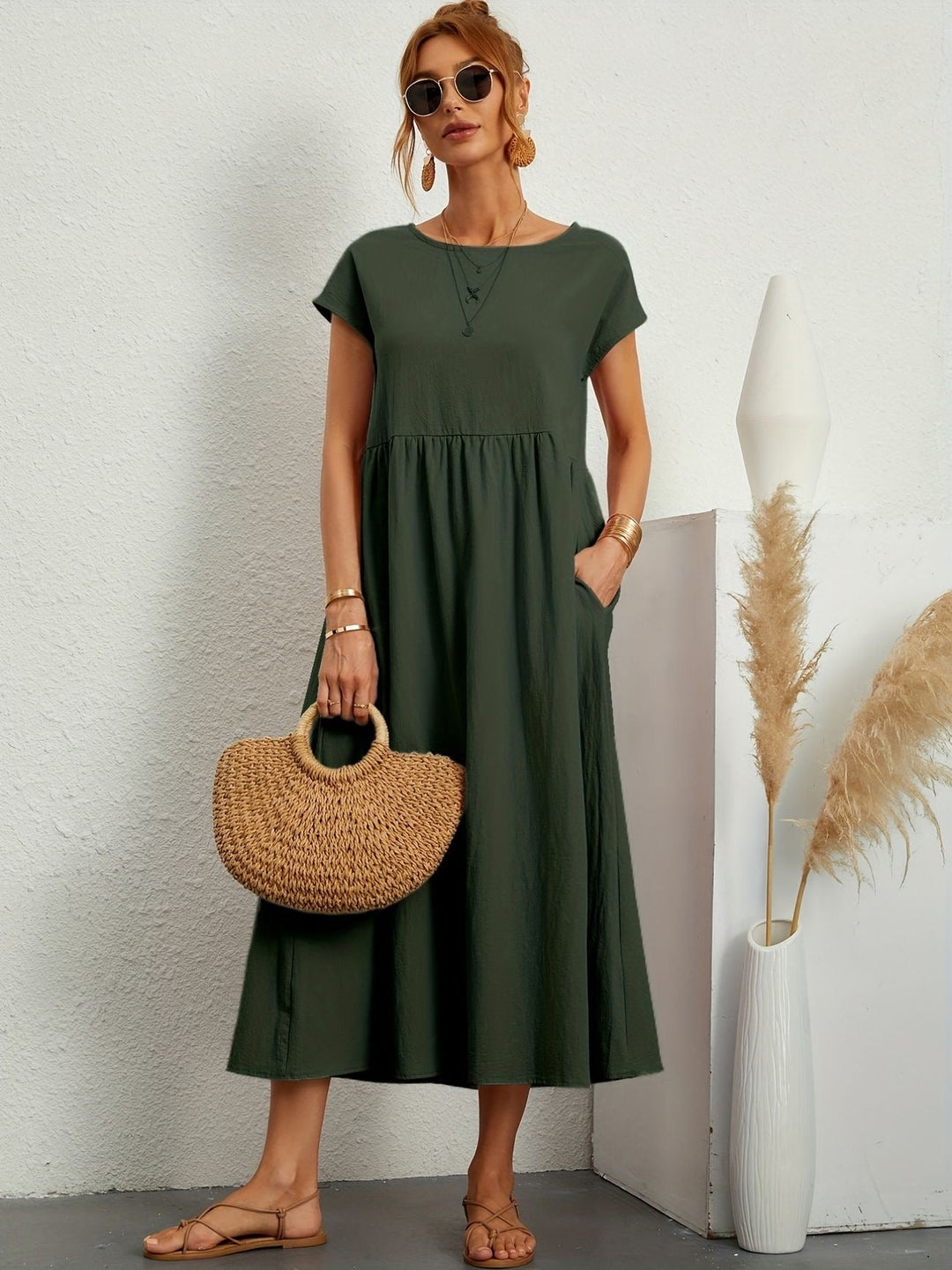 Clara | Fluid Midi Dress with Pockets