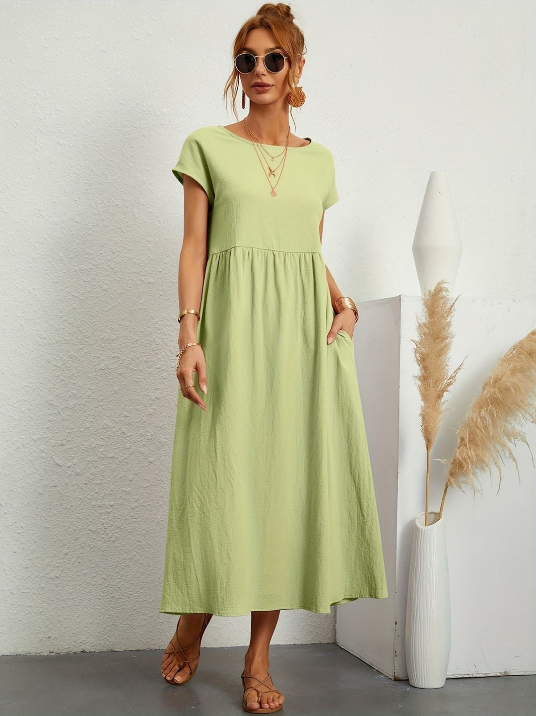 Clara | Fluid Midi Dress with Pockets