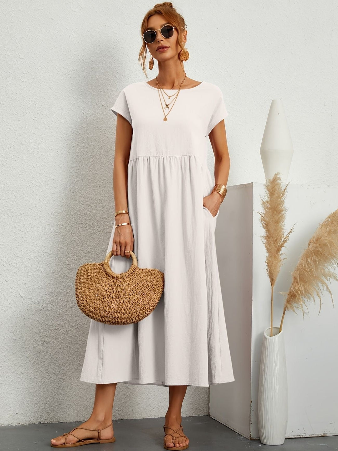 Clara | Fluid Midi Dress with Pockets