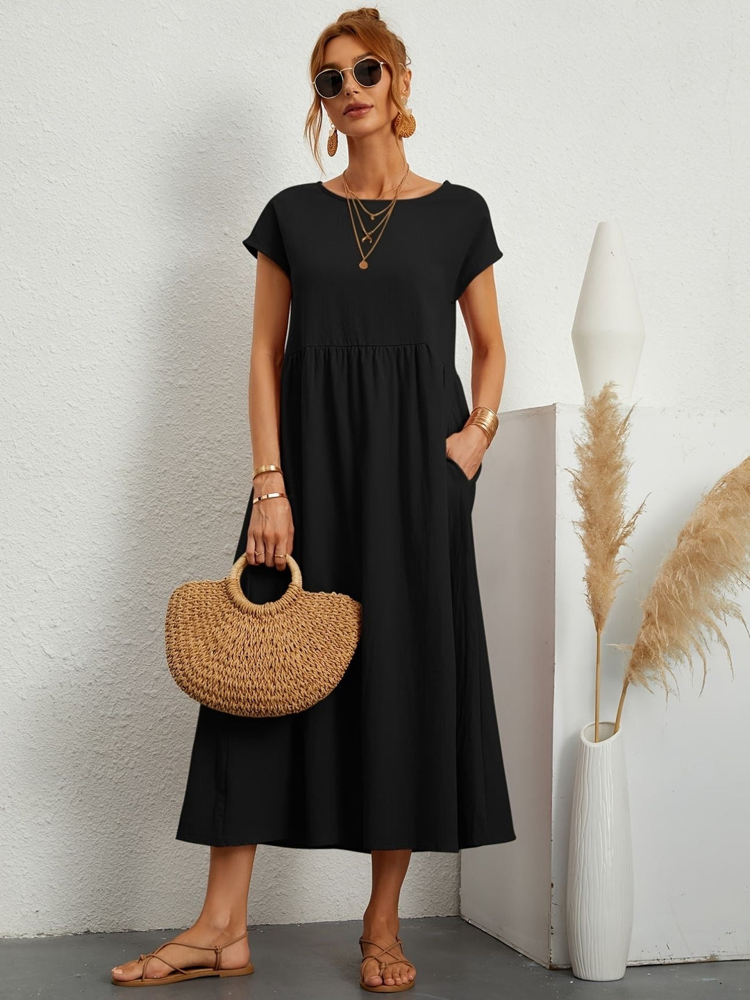 Clara | Fluid Midi Dress with Pockets