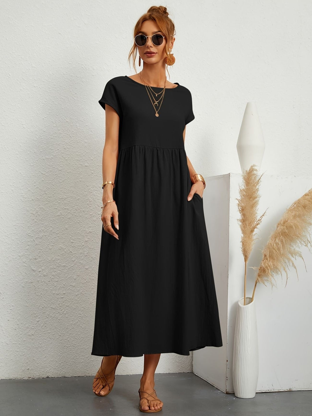 Clara | Fluid Midi Dress with Pockets