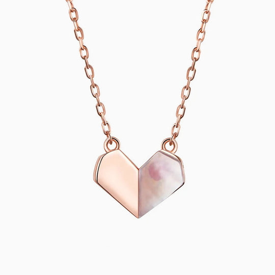 Inès | Geometric Heart Necklace in Mother-of-Pearl and Polished Metal