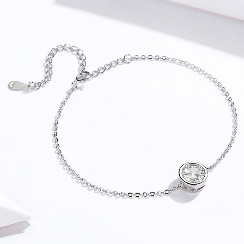Light | Delicate Chain Bracelet with Closed Set Solitaire Crystal