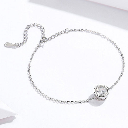 Light | Delicate Chain Bracelet with Closed Set Solitaire Crystal