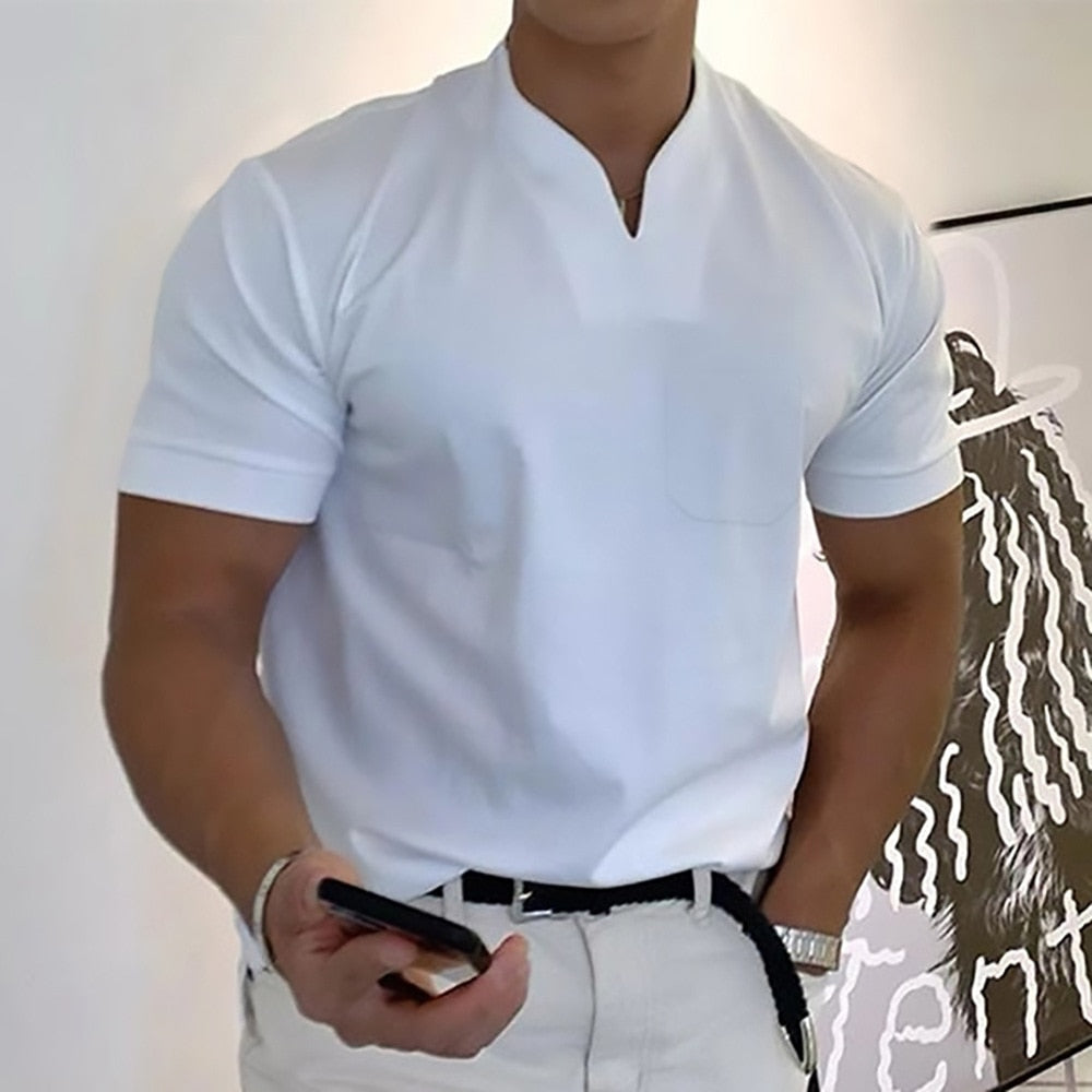 Davion | Men's Slim Fit Short Sleeve V-Neck T-Shirt