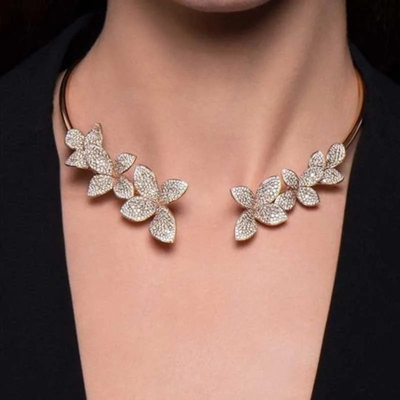 Elegant Crystal Flower Necklace