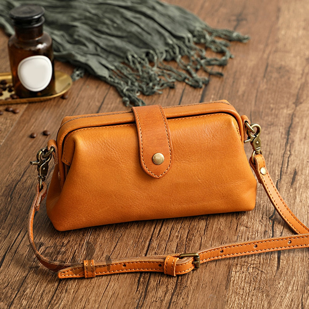 Fabienne - Retro Leather Bag, Handmade