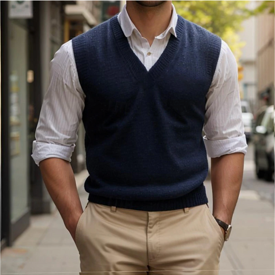 Andrew | Vintage Sleeveless V-Neck Sweater for Men