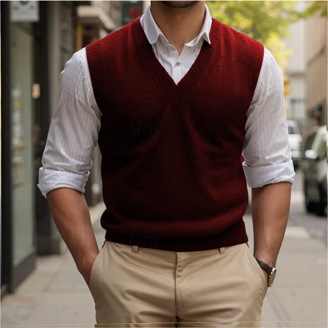 Andrew | Vintage Sleeveless V-Neck Sweater for Men