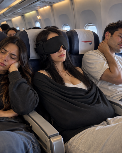 Passengers resting during a flight