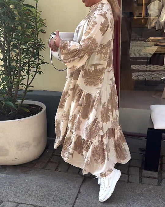 Giavanna | Casual Printed Long Dress with Bell Sleeves
