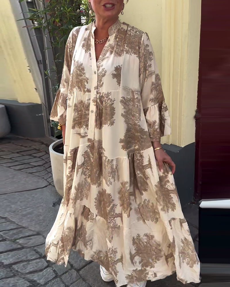 Giavanna | Casual Printed Long Dress with Bell Sleeves