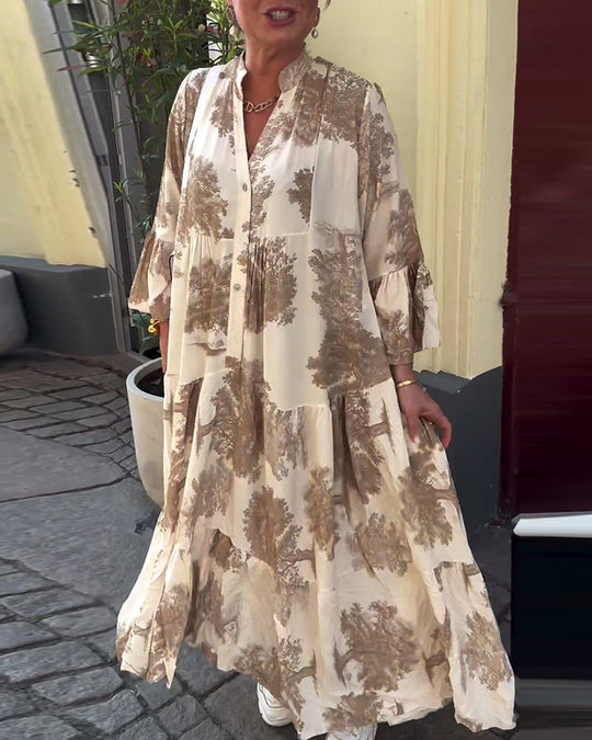 Giavanna | Casual Printed Long Dress with Bell Sleeves