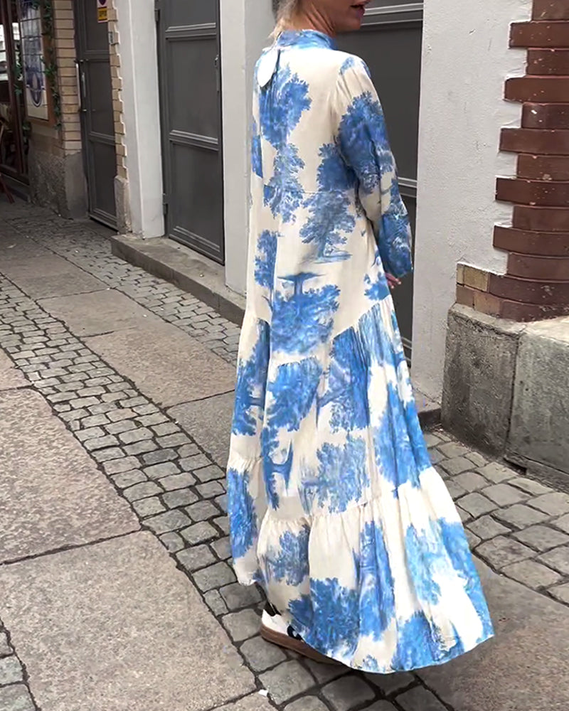 Giavanna | Casual Printed Long Dress with Bell Sleeves