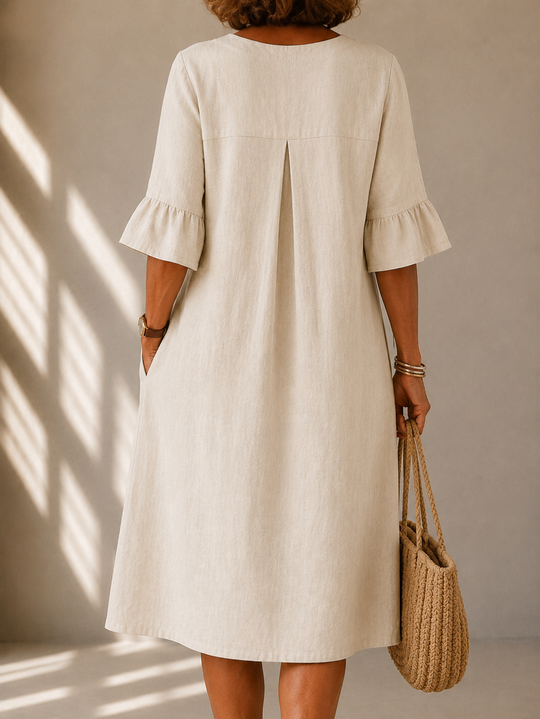 Lina | Buttoned Dress with Box Pleats