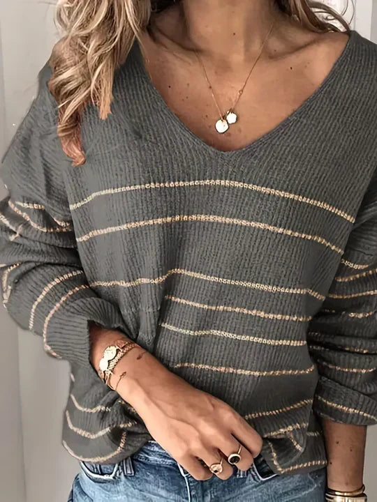 Aira | Striped V-neck Pullover for Elegant Women