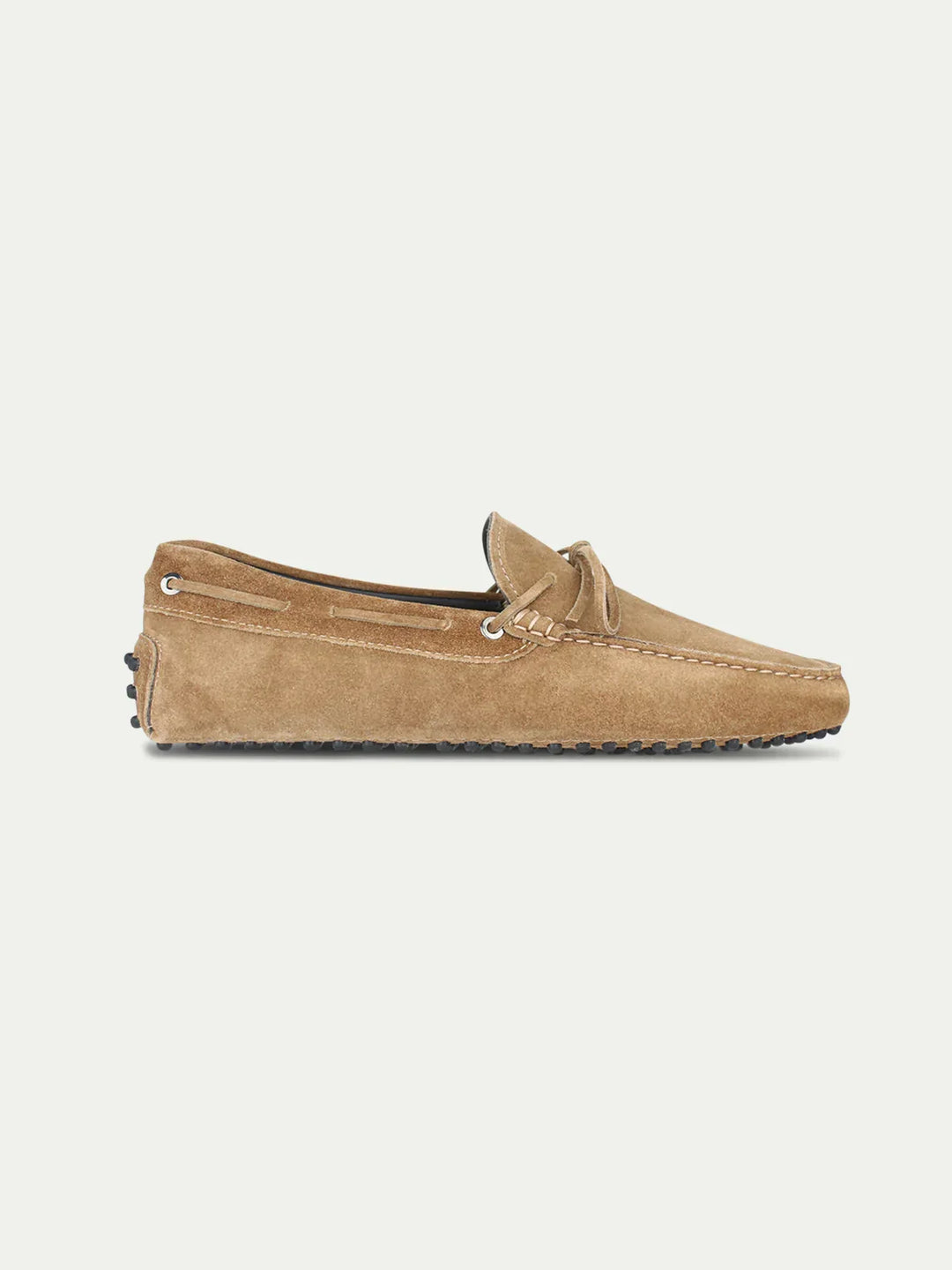 Beige Suede Driving Moccasins with Grip Sole for Men