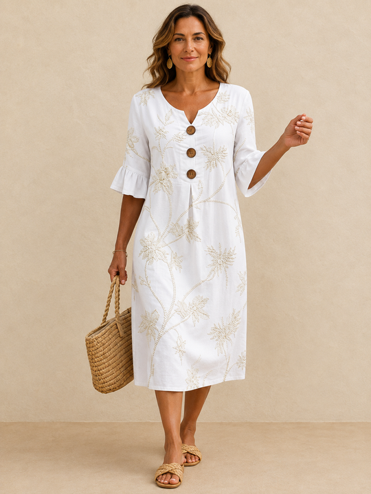 Fiorenza | Midi dress with floral embroidery