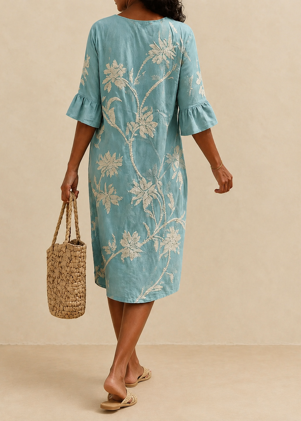 Fiorenza | Midi dress with floral embroidery