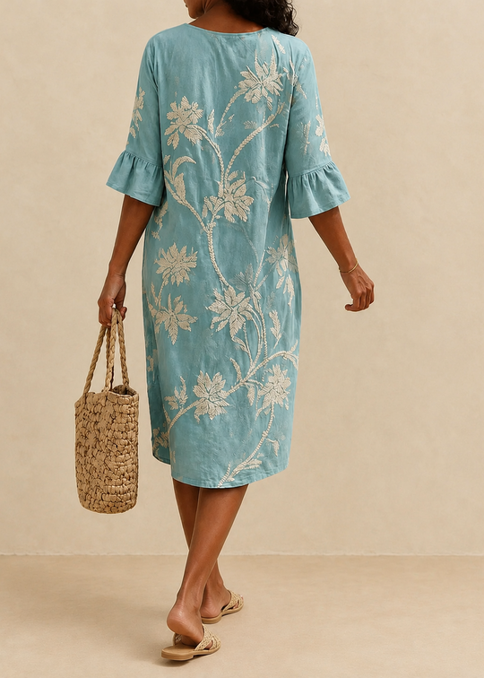 Fiorenza | Midi dress with floral embroidery