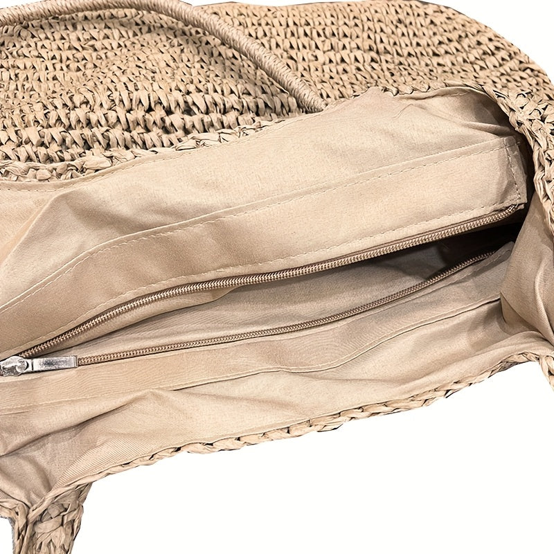 Marisol | Woven Straw Crossbody Bag - Hazelnut