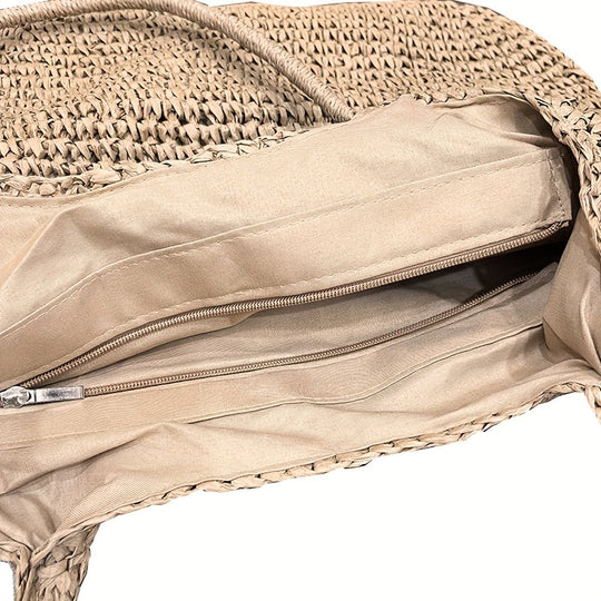 Marisol | Woven Straw Crossbody Bag - Hazelnut