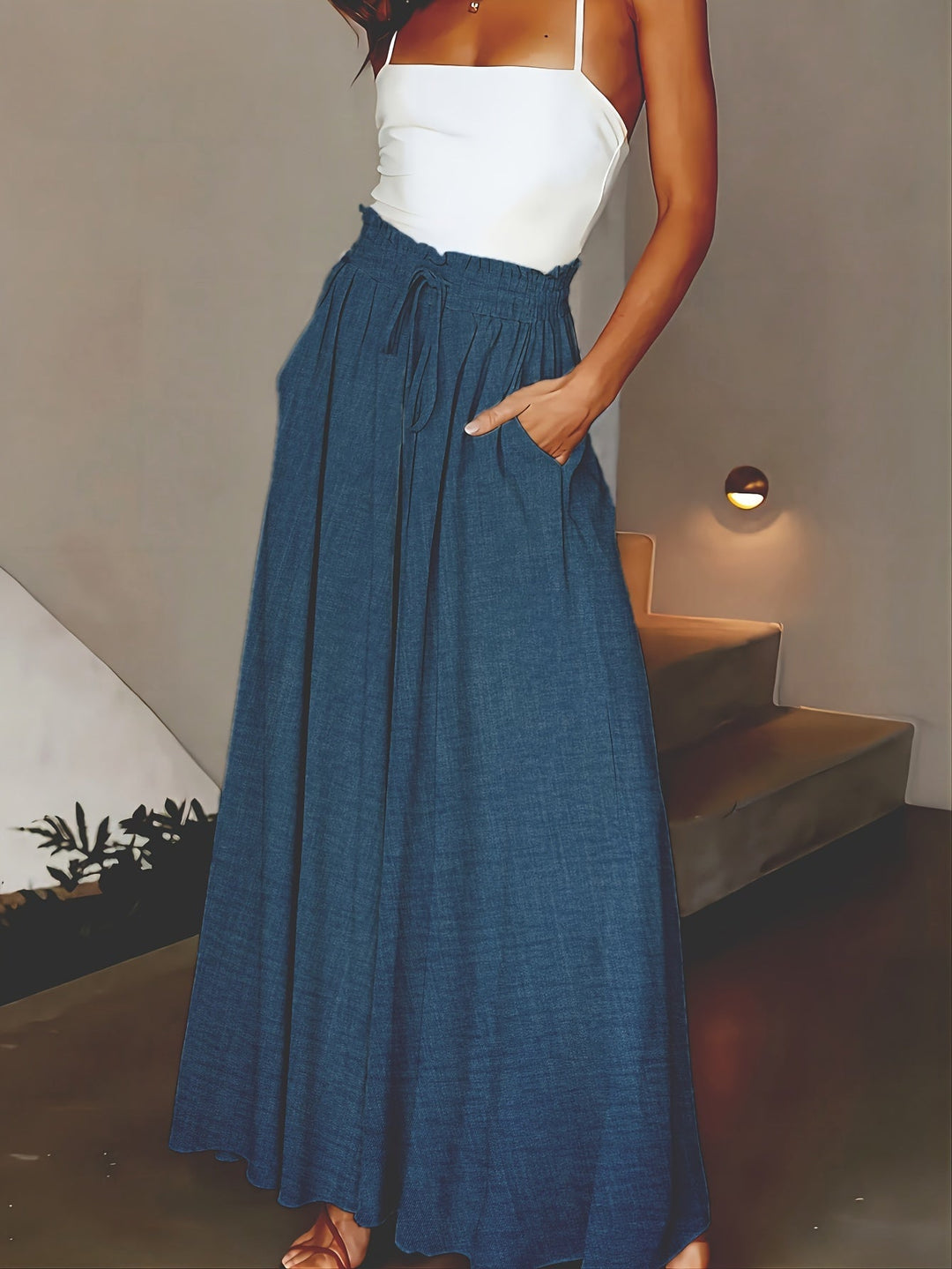 Brigitte | Wide-Leg Fluid Pants with Adjustable Waist