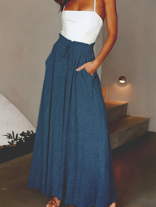 Brigitte | Wide-Leg Fluid Pants with Adjustable Waist